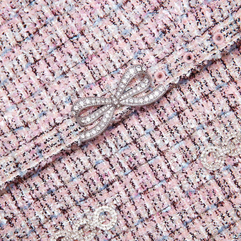 olivia Pink Boucle Chiffon Mini Dress