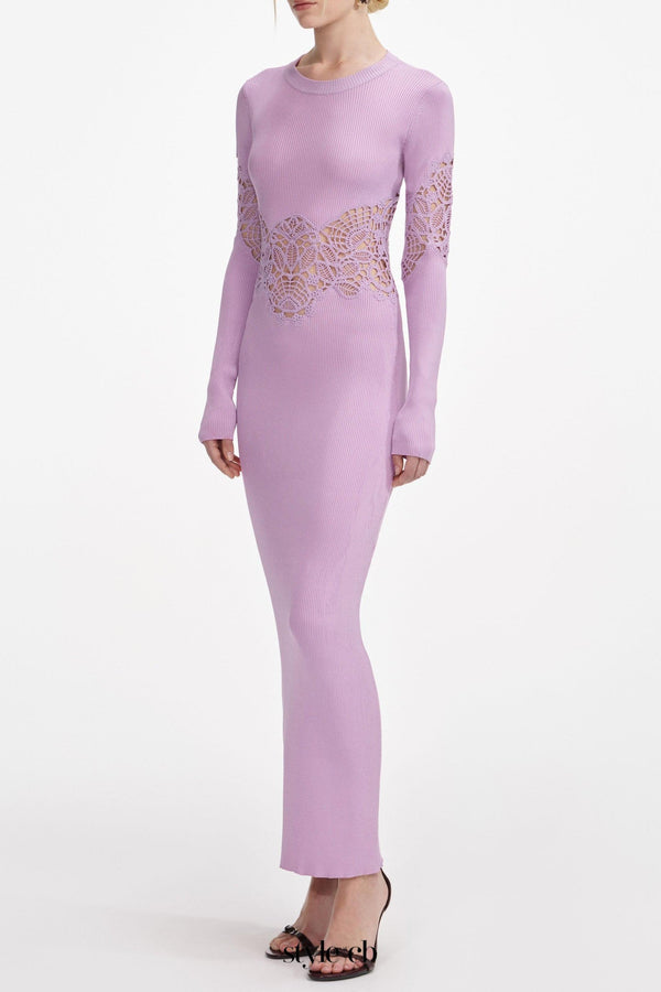 blanche Pink Viscose Knit Cut Out Maxi Dress