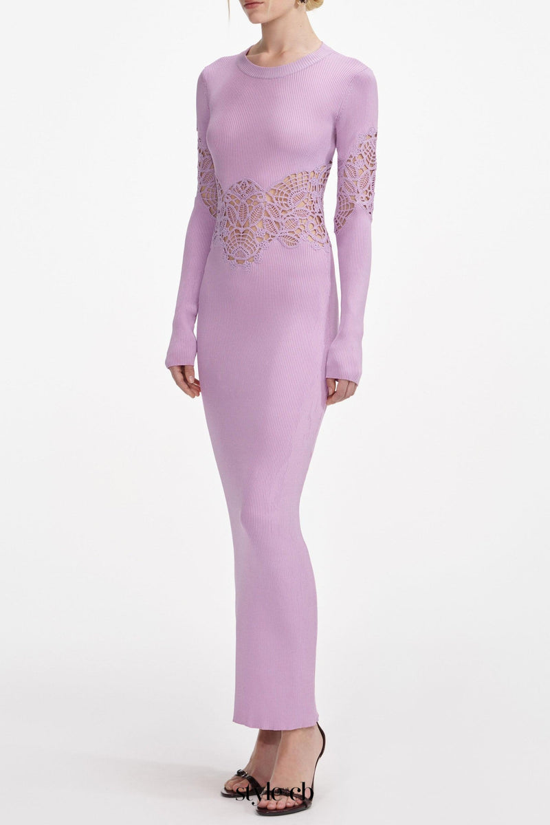 blanche Pink Viscose Knit Cut Out Maxi Dress