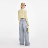 sabina Yellow rhinestones embellished Alpaca Cardigan