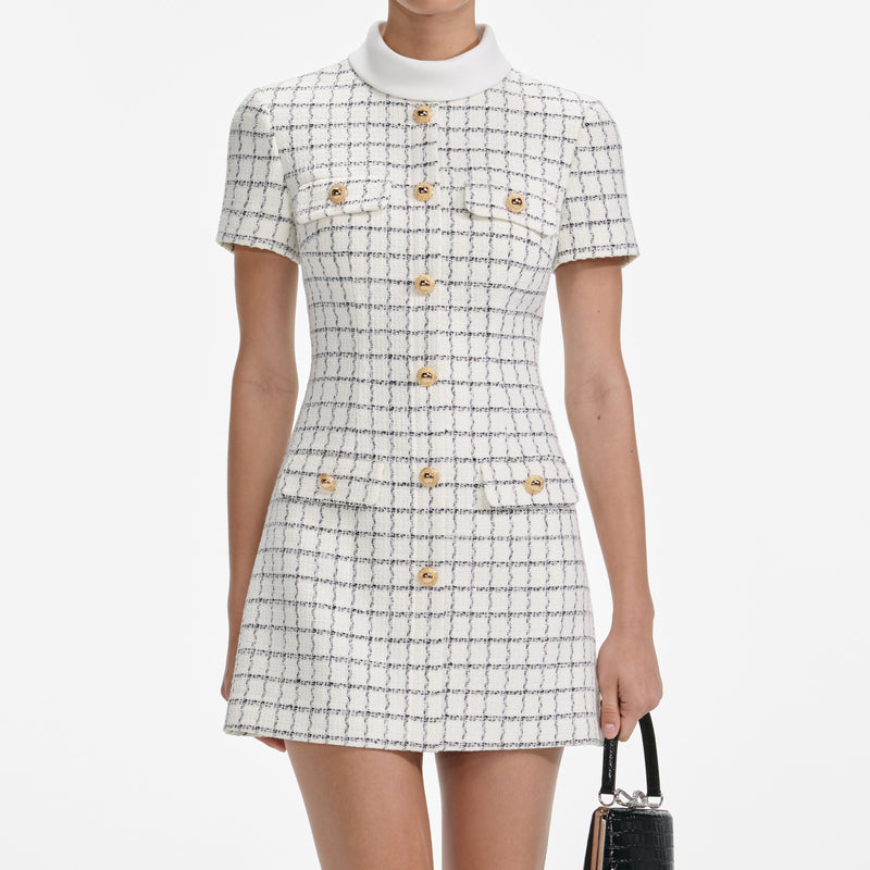 salome Check Boucle Mini Dress