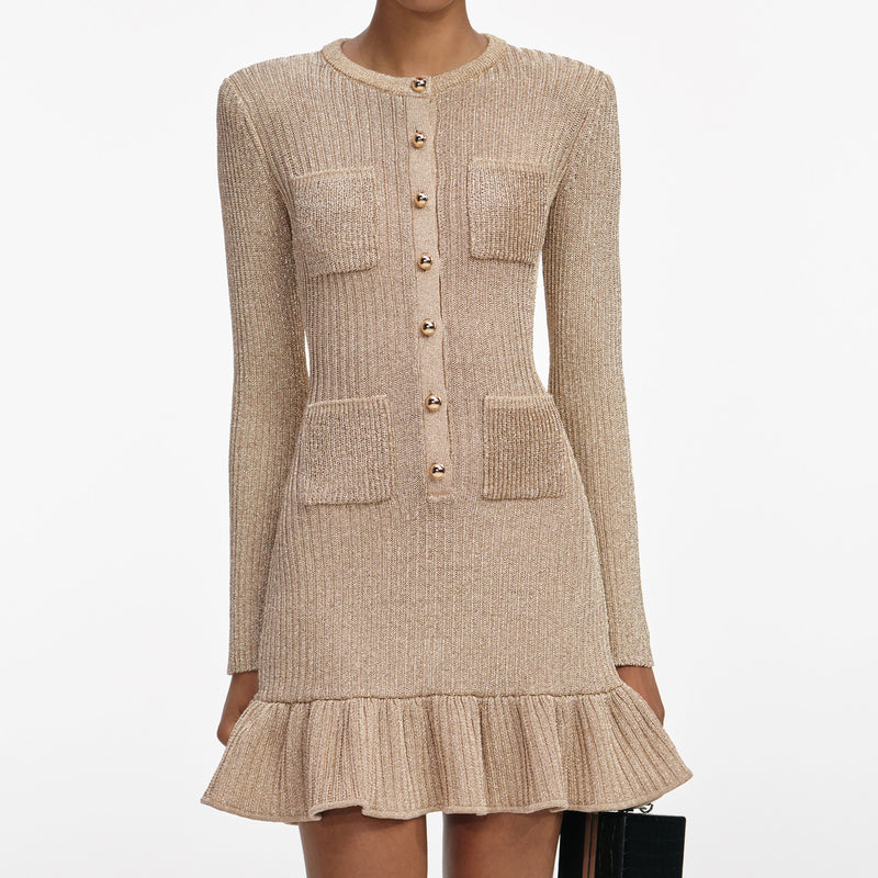 margaret Gold Lurex Knit Mini Dress