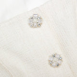 yuri Cream Boucle Long Sleeve Chiffon Midi Dress