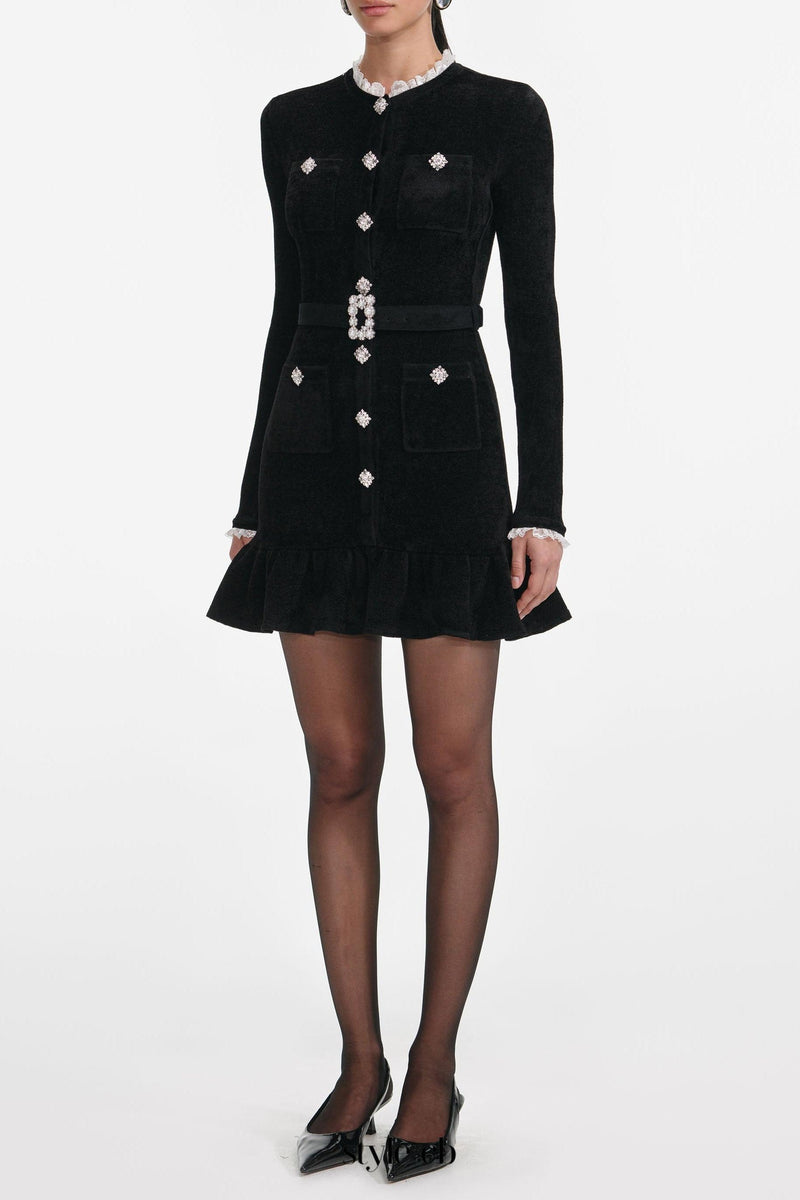 ingrid Black Chenille Knit Mini Dress