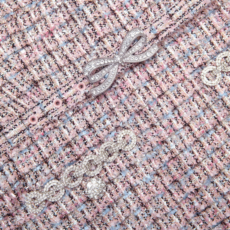 aditi Pink Boucle Chiffon Midi Dress