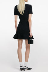 tammy Black Floral Textured Knit Mini Dress