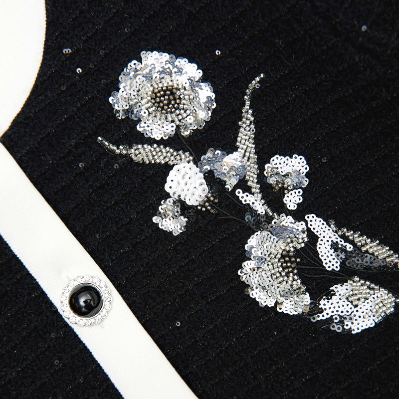 tammy Black Floral Textured Knit Mini Dress