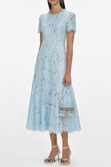 valerie Blue Lace Embellished Midi Dress