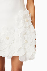Adalgisa Floral Appliqué Mini Dress in White
