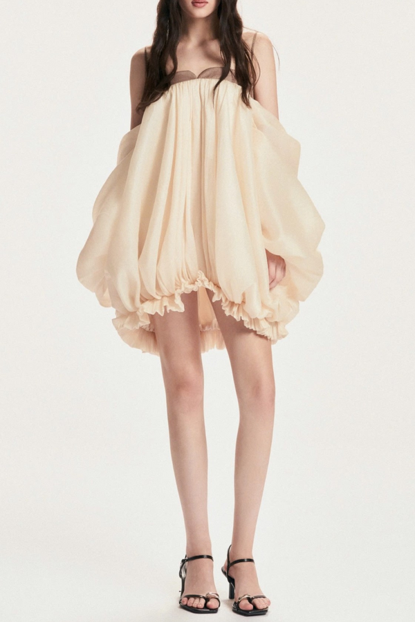 Attica Off Shoulder Ruched Puff Mini Dress
