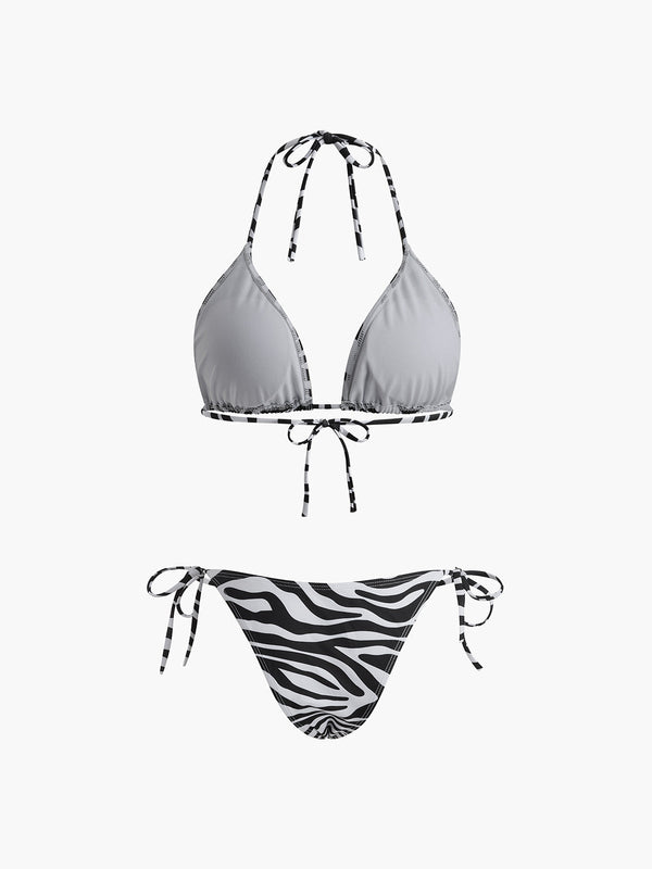 Zebra Striped Triangle Bikini Set