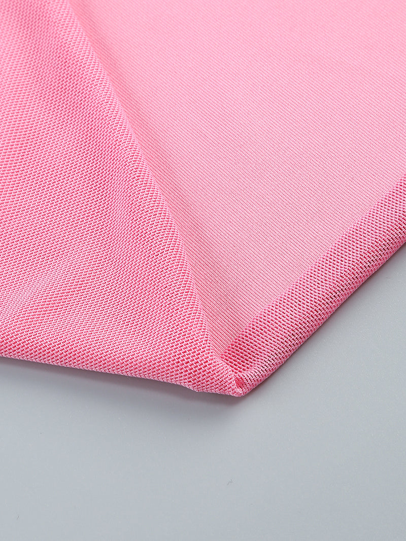 PINK CUT OUT SPLIT RUCHED MAXI DRESS