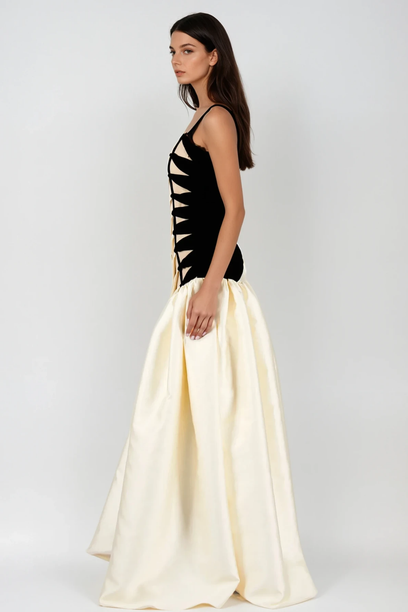 sara Satin Braided Rope Maxi Dress