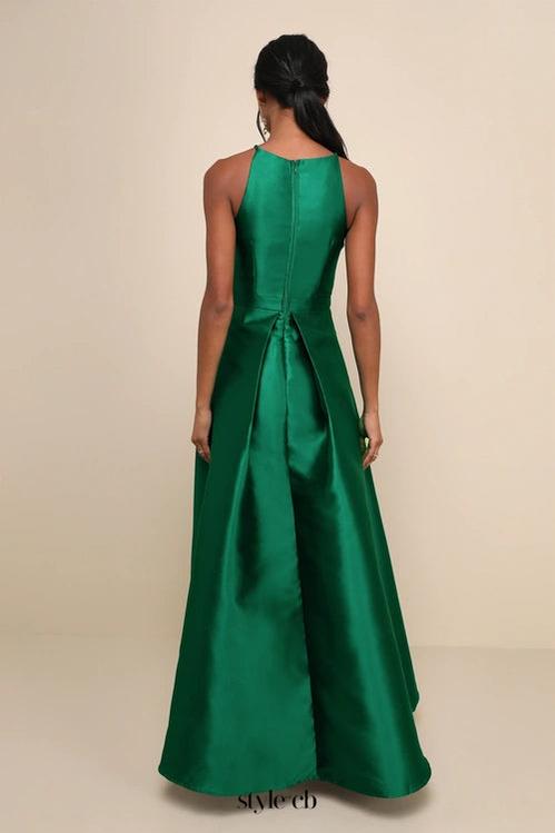 Broadway Show Emerald Green High-Low Gown