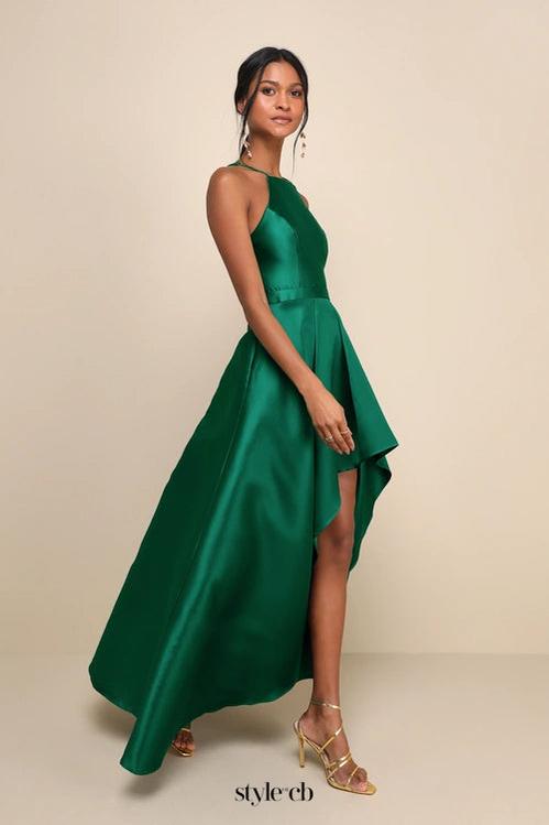 Broadway Show Emerald Green High-Low Gown