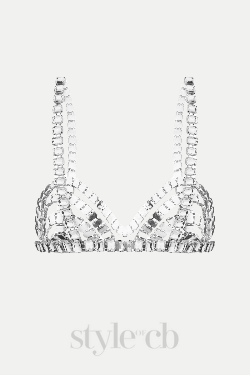 Cael Crystal Bra in Silver