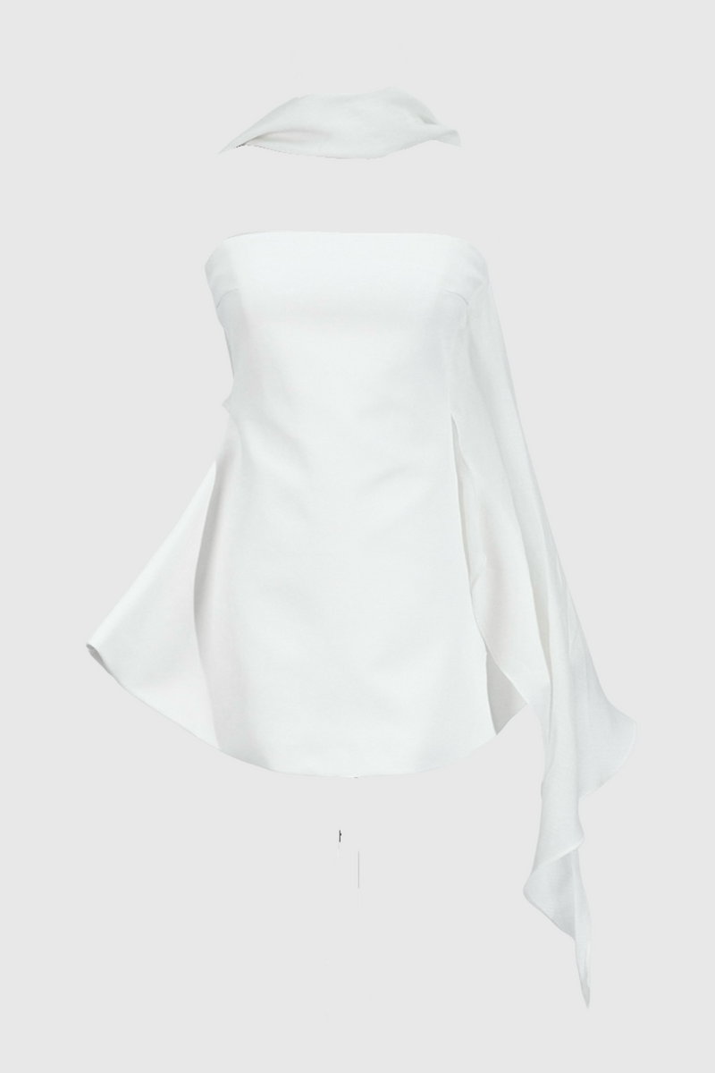 Calwa Scarf Strapless Flare Mini Dress