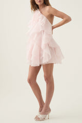 Caysie Halter Floral Ruffle Layered Mini Dress - Pink