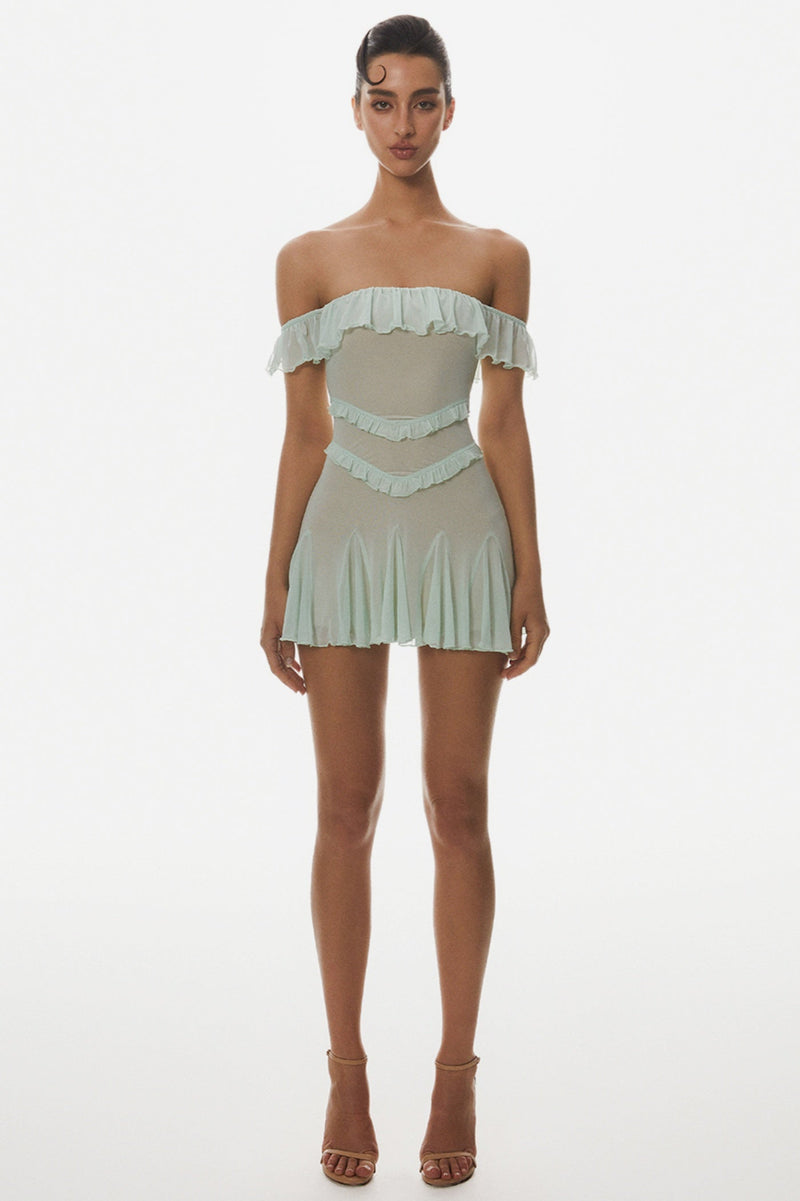 Charelle Off Shoulder Ruffle Mini Dress