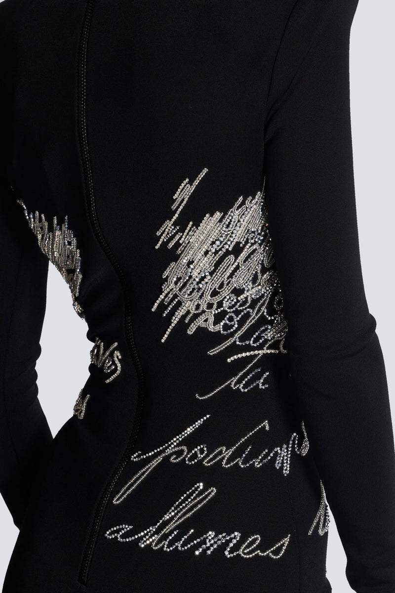 Choca Letter Embroidery Mini Dress