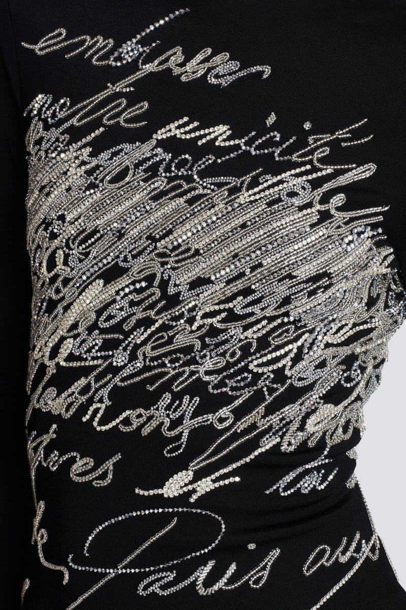 Choca Letter Embroidery Mini Dress