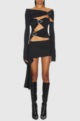 Christe Asymmetric Cutout Mini Dress