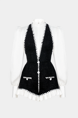 vicky Halter Tweed Shirt Romper