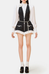 vicky Halter Tweed Shirt Romper