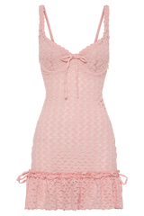 Marietta Cupped Lace Mini Dress - Fairy Floss Pink