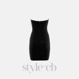 DAPHNE BLACK CRYSTAL EMBELLISHED STRAPLESS MINI DRESS