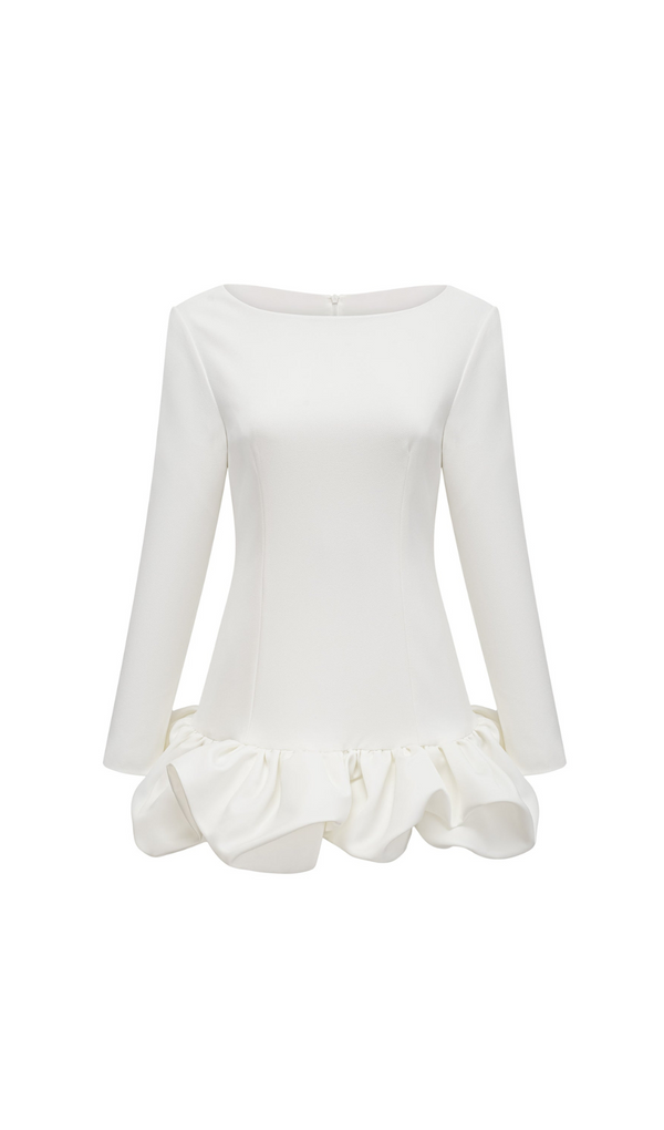 Elodie bubble-skirt mini dress in White