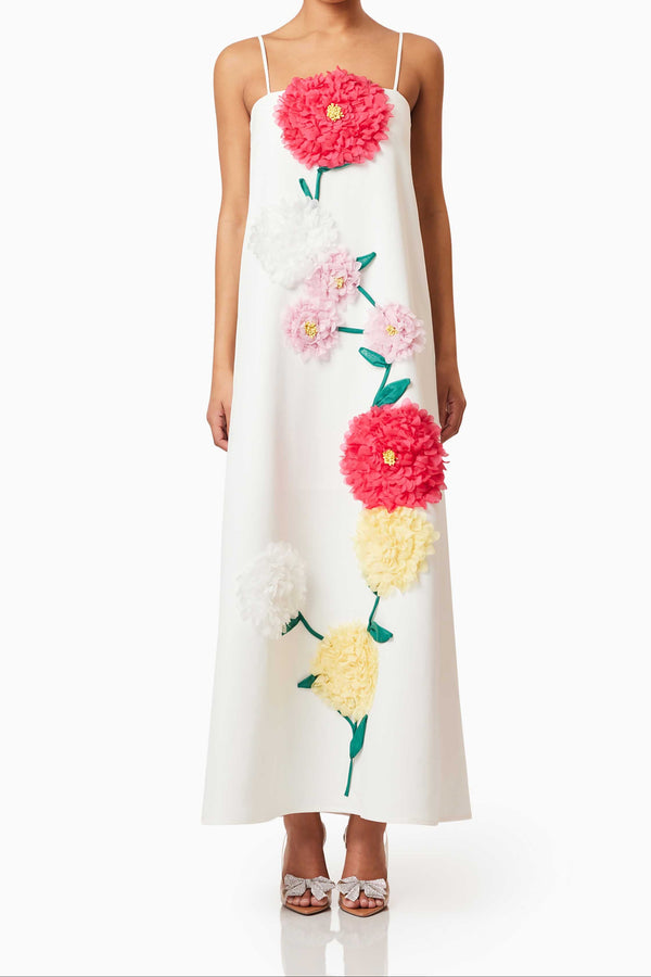 judy Buttercup Embroidered Maxi Dress in White