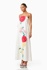 judy Buttercup Embroidered Maxi Dress in White