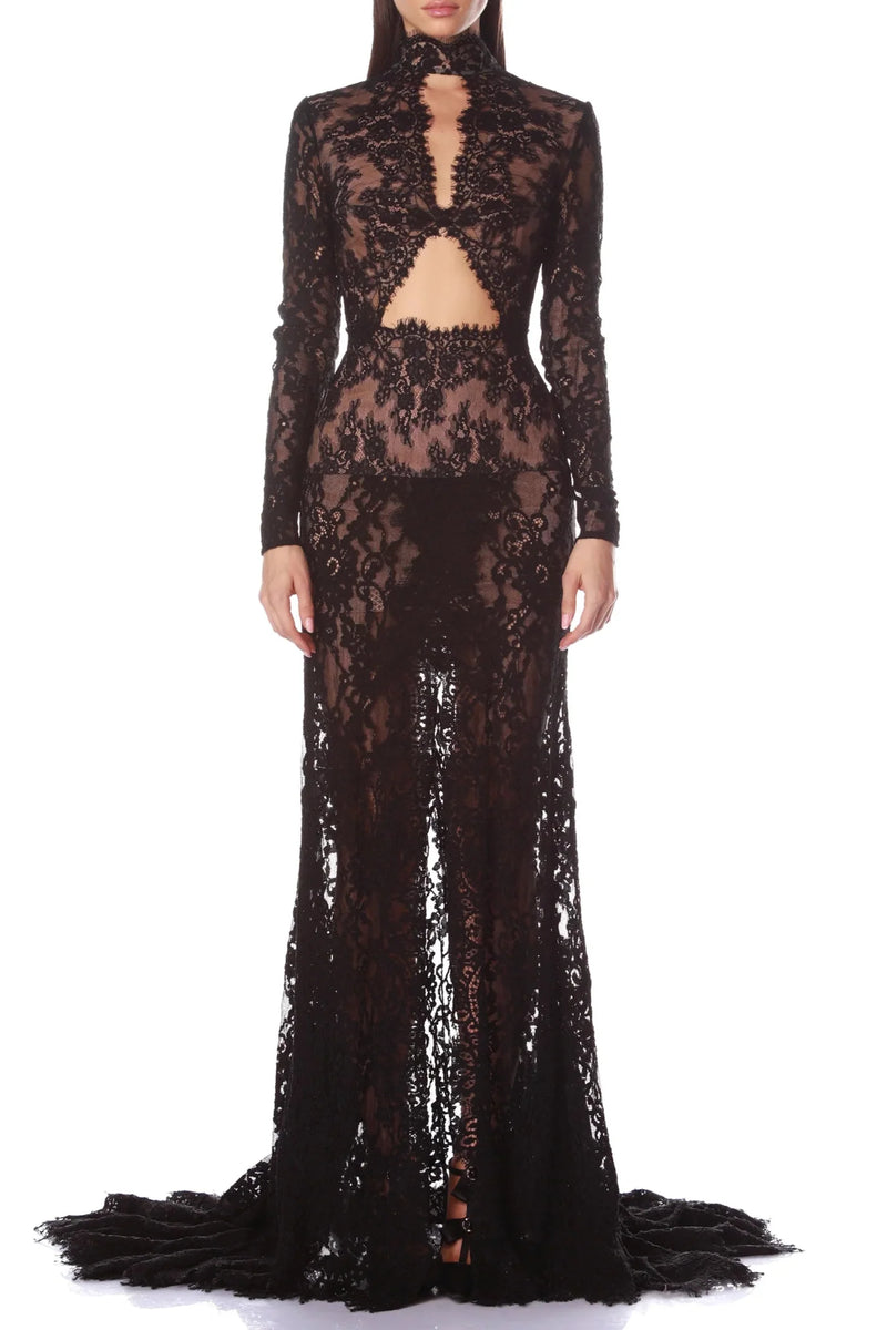 Juselius Lace Cutout Maxi Dress - Black