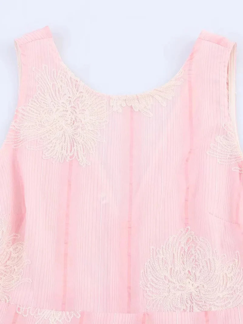 Crochet Sleeveless Backless Maxi Dress In Pink