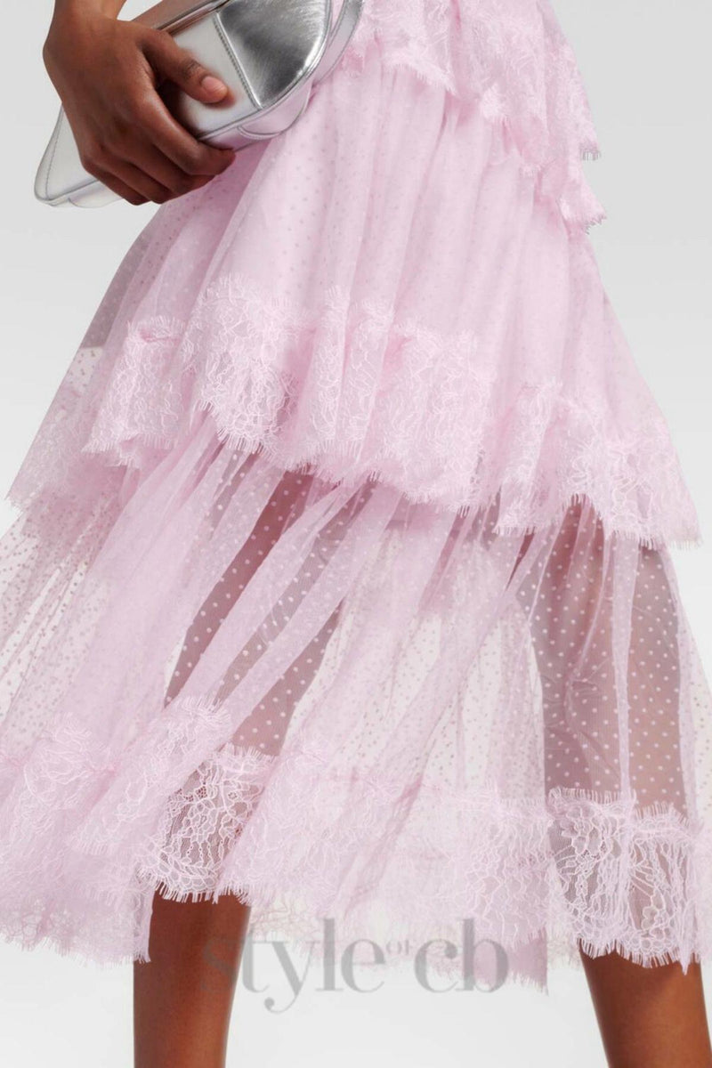 Elgine Crystal-Embellished Lace-trimmed Midi Dress