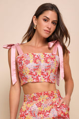 Pink Multi Metallic Tie-Strap Two-Piece Midi Dress