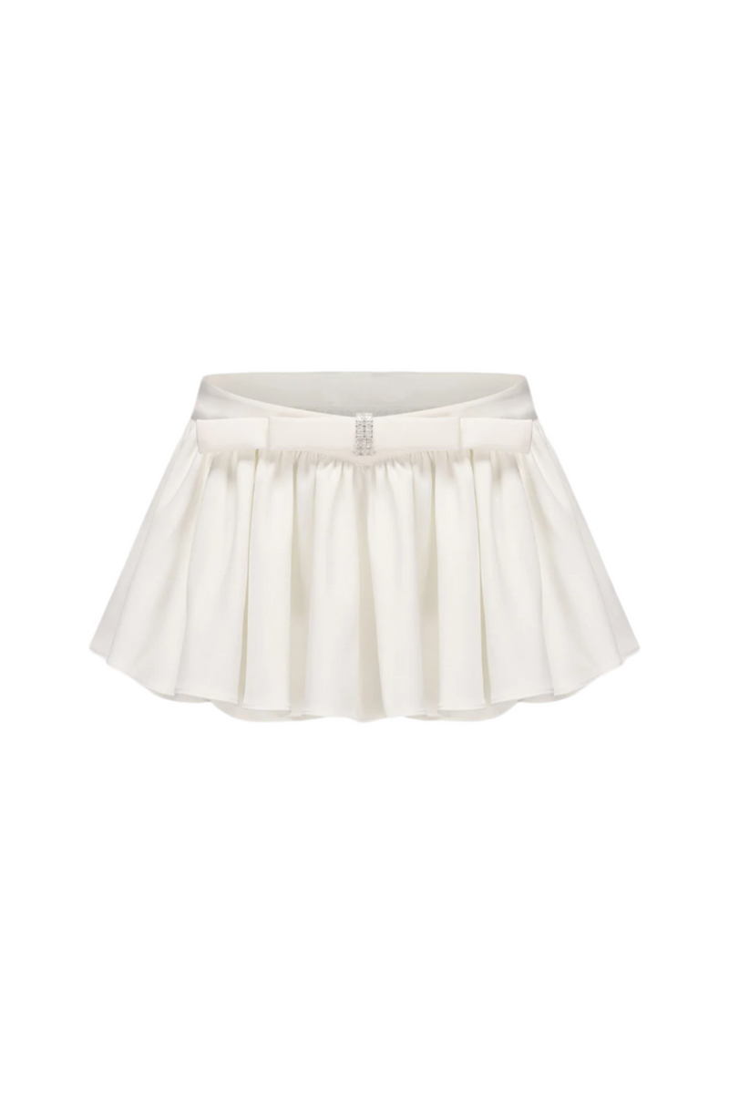 Ruched Chiffon Ruffle Two Piece Set - White