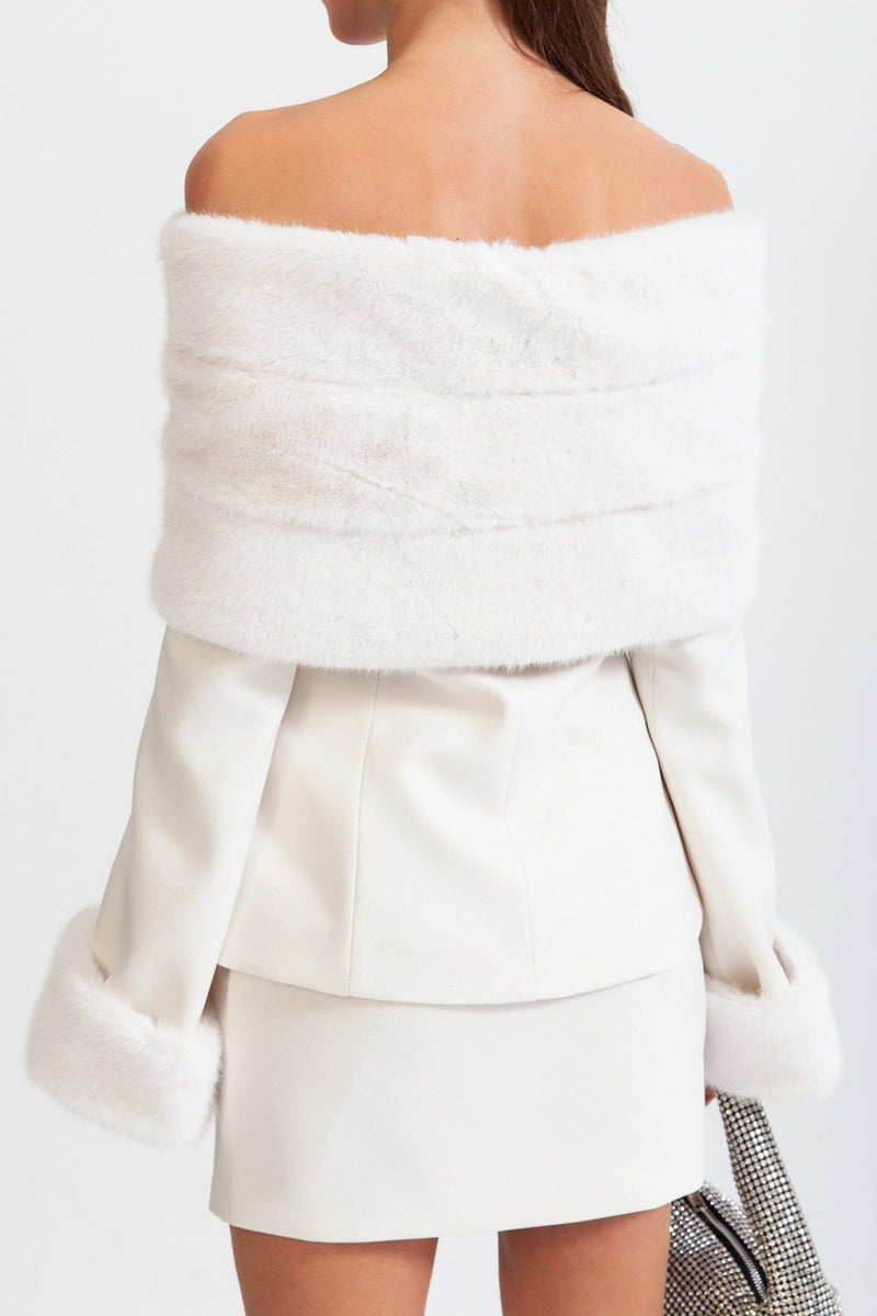 sharon Off Shoulder Faux Fur Two Piece Set