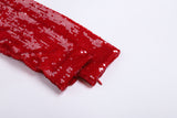 SEQUIN-EMBROIDERED CUT-OUT MAXI DRESS IN RED