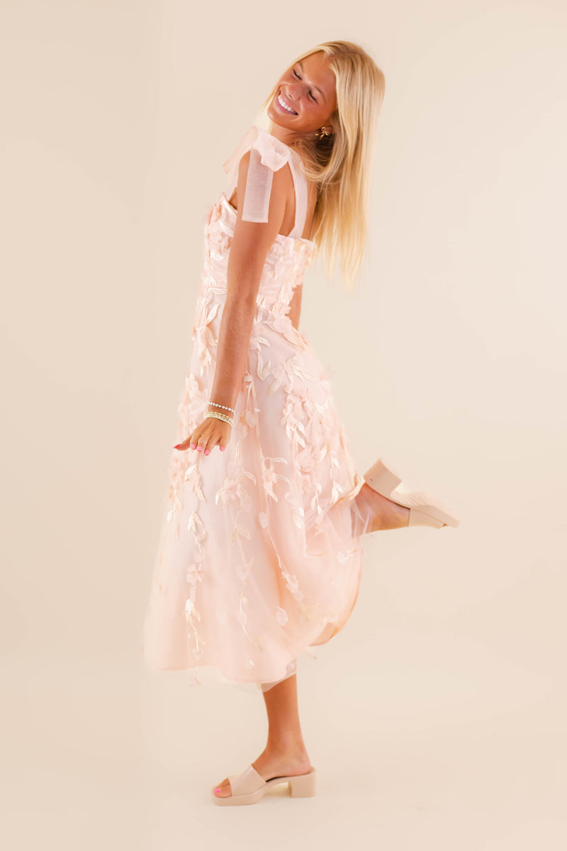 Absolute Elegance 3D Flower Midi Dress