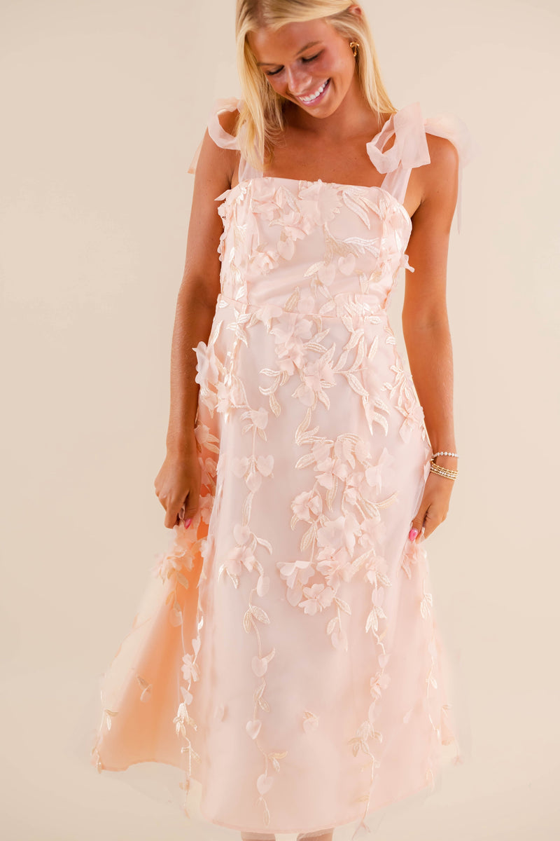 Absolute Elegance 3D Flower Midi Dress