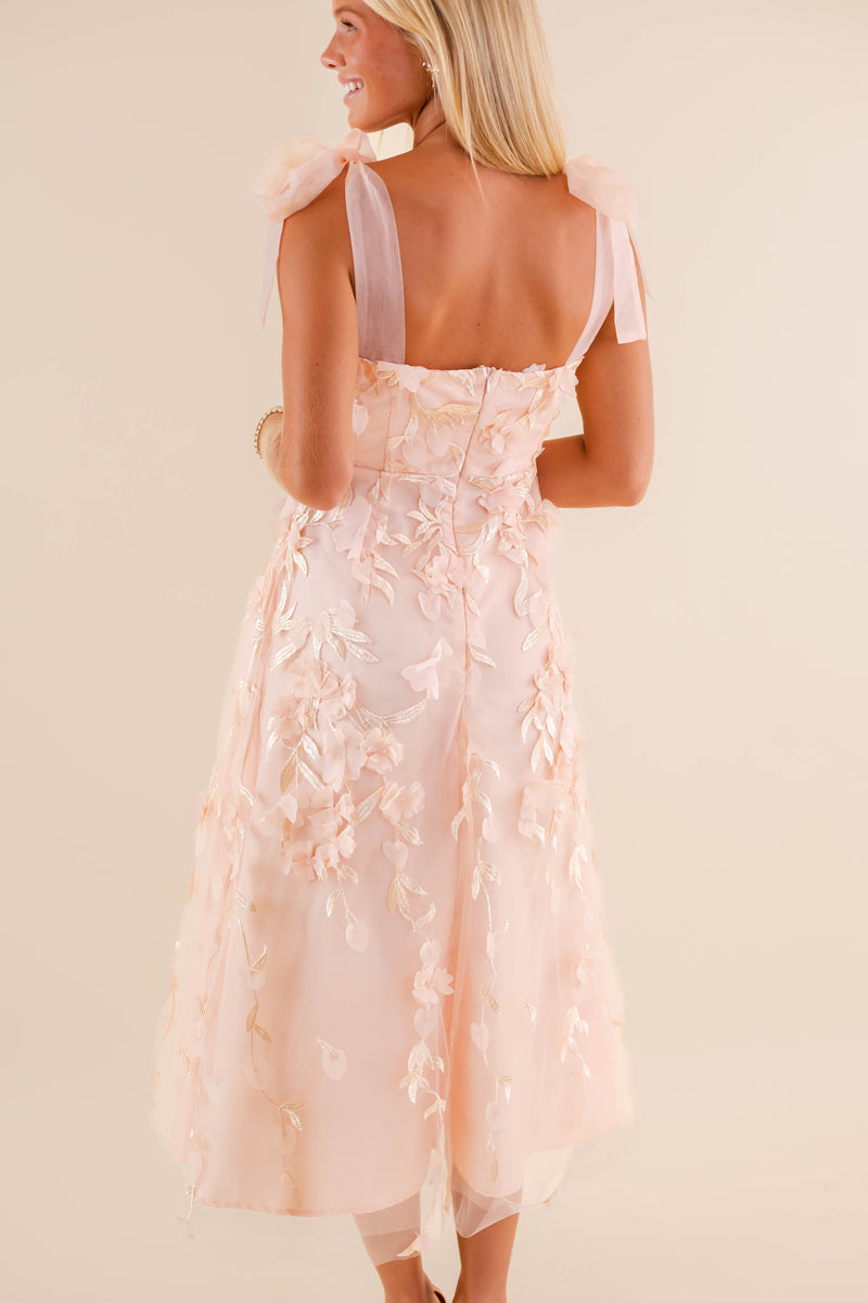 Absolute Elegance 3D Flower Midi Dress