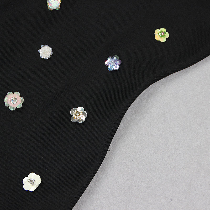 HALTER EMBELLISHED FLOWERS MINI DRESS