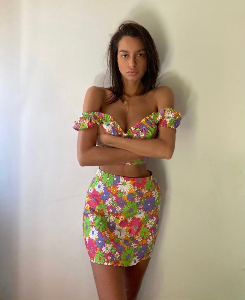 Flower pattern set dress