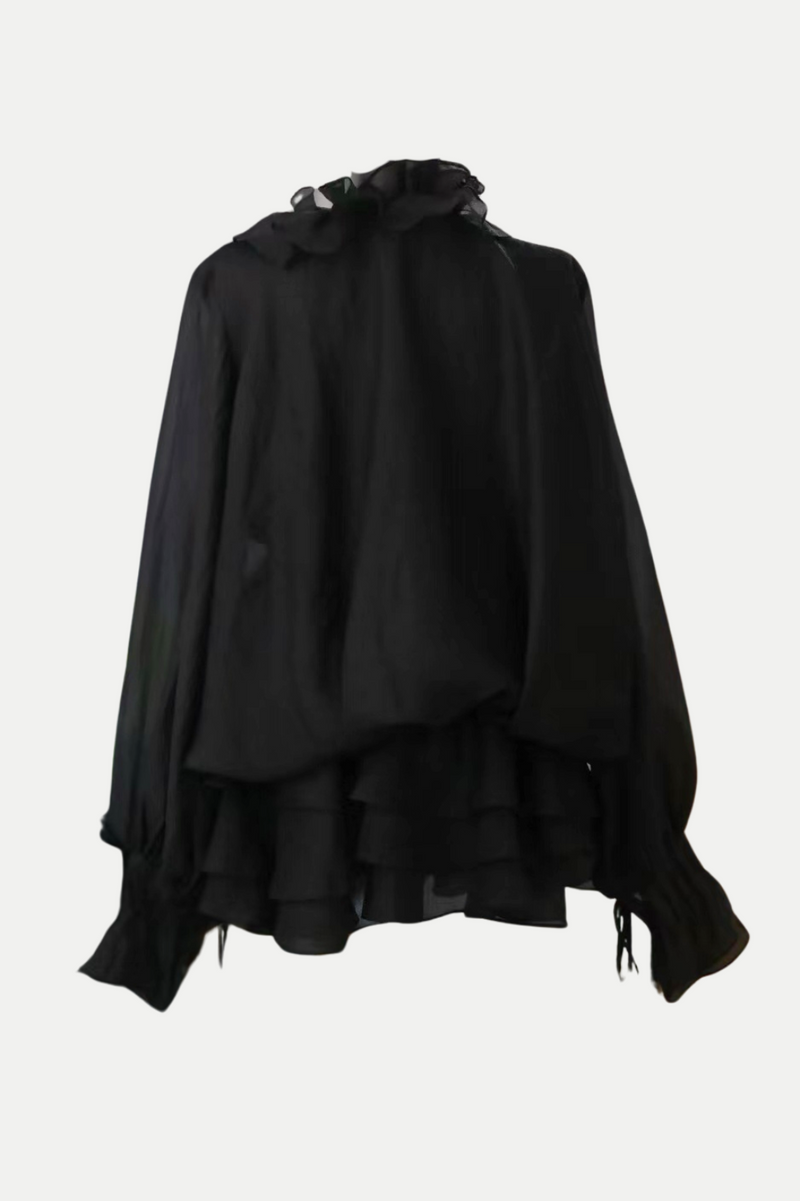 Jaketta Flower Ruffle Mini Dress In Black