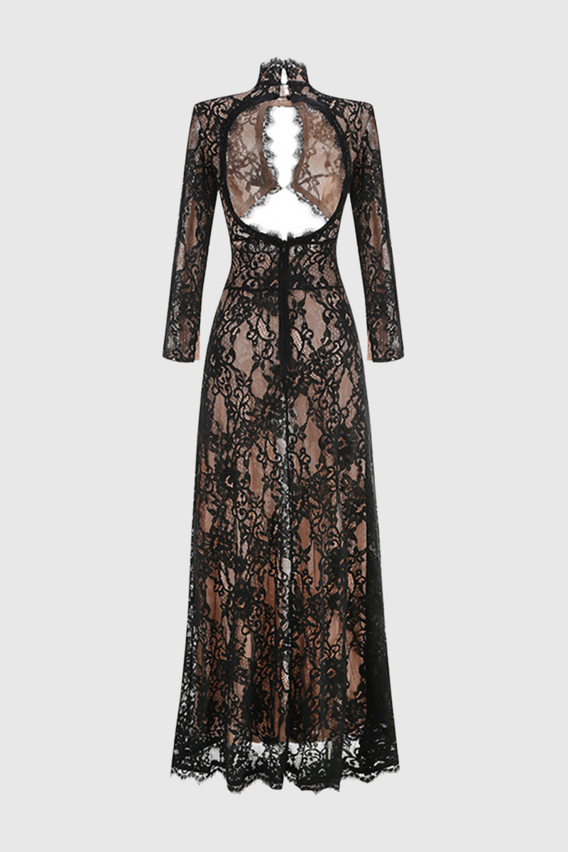Juselius Lace Cutout Maxi Dress - Black