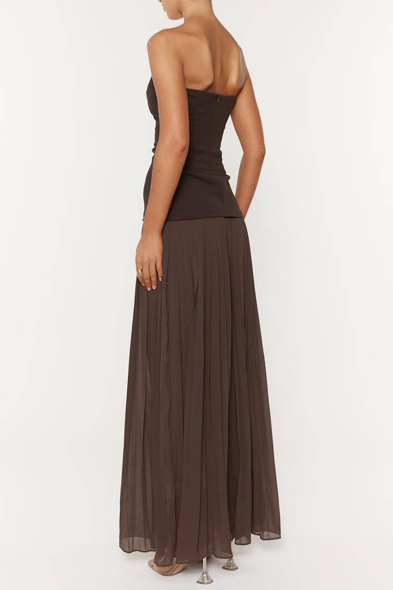 margueriteStrapless Pleated Maxi Dress
