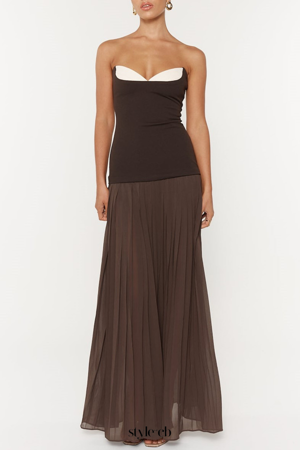 margueriteStrapless Pleated Maxi Dress