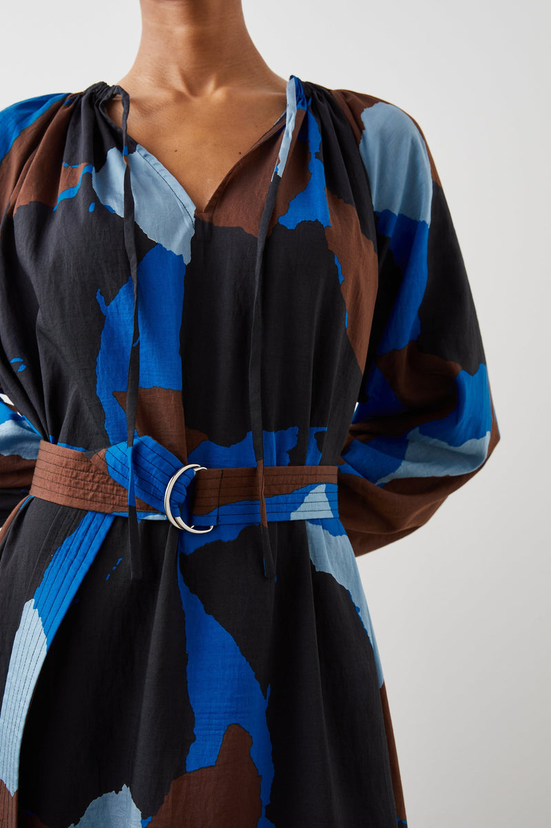 LEANNA DRESS - BLUE MULTI COLOR BLOCK